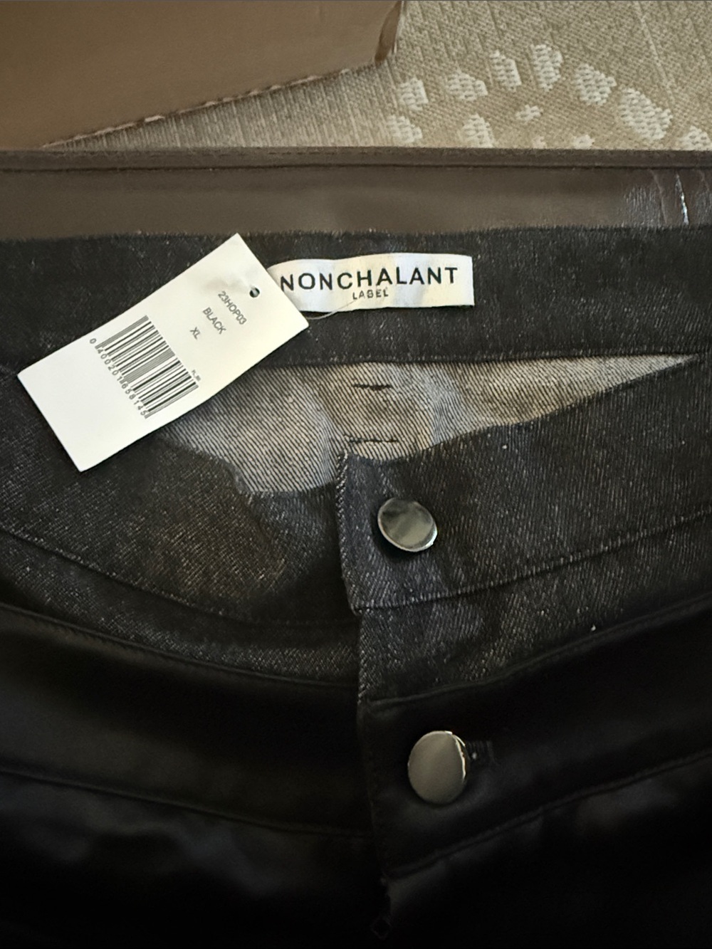 NonChalant Label Simon Pants in Black XL Womens Double Buckle Satin Denim - Picture 9 of 9